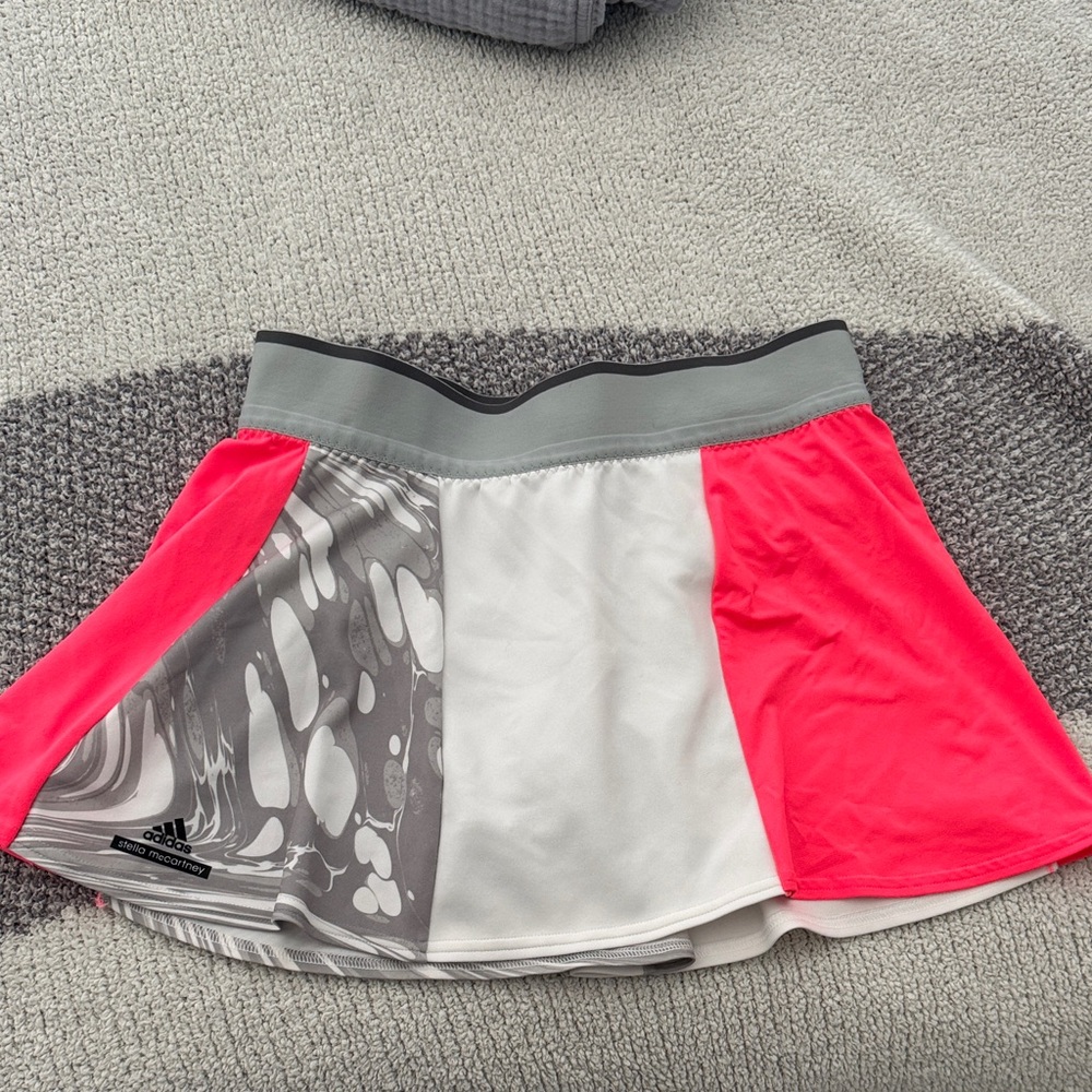 Adidas by Stella McCartney Asymmetrical Skirt in Vibrant Pink and Gray